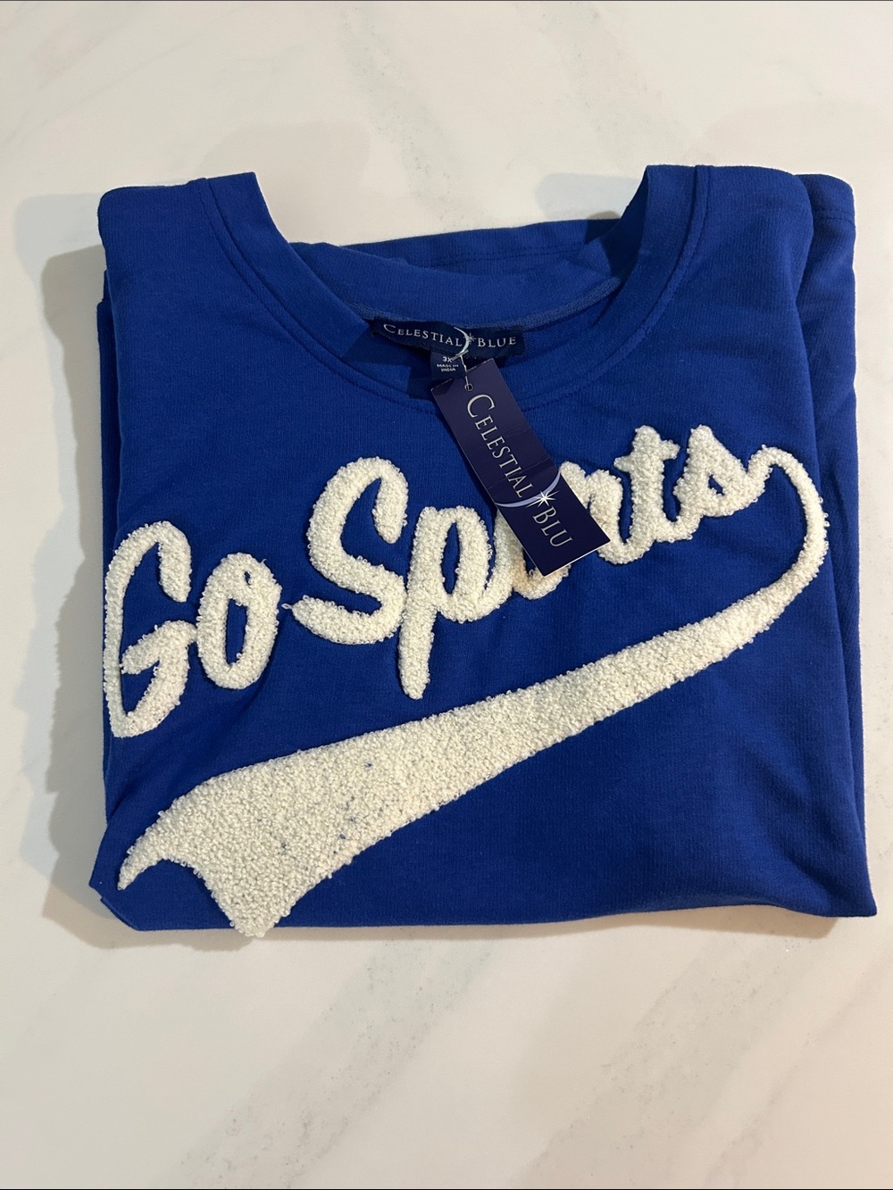 Women's Blue 'Go Sports' Short Sleeve Graphic Tee